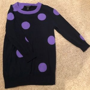 J. Crew Navy/Purple polka dot sweater